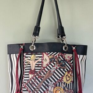Brighton Black and Red Graphic Tote